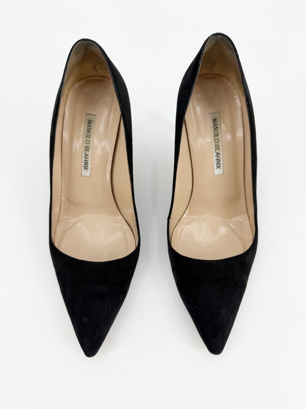 Manolo Blahnik BB 90 Black Suede Pointed Toe Stiletto Pumps Shoes Size 38 EU 7.5